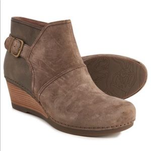 Dansko Taupe Suede Shirley Ankle Bootie